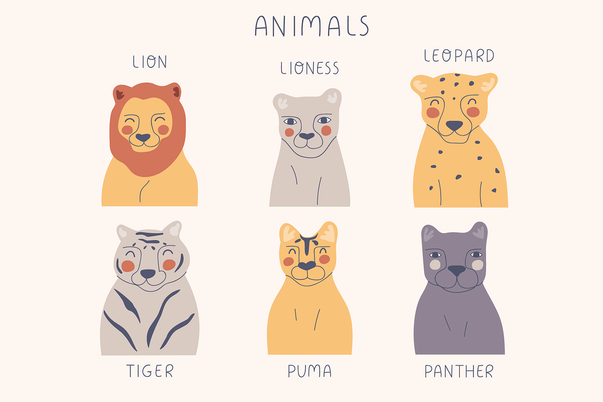 Big cats faces, an Animal Illustration by cutelevindesign (Photo 2 of 10)