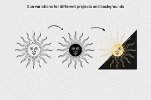 Sunburst, Sun, Moon & Stars Vectors