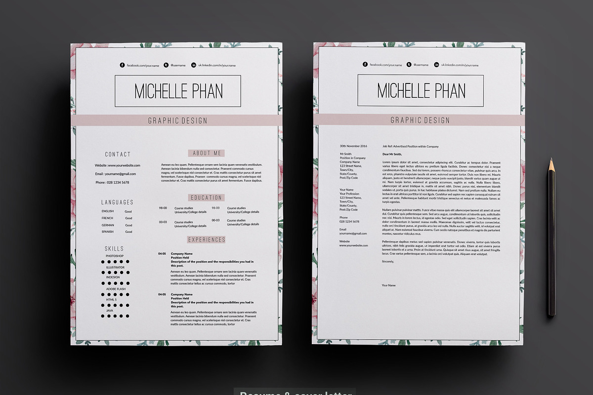 Elegant 2 page CV template, a Resume Template by Chic templates (Photo 3 of 5)