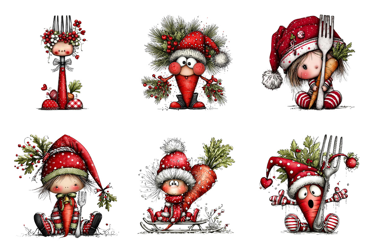 Funny Christmas Carrot & Fork, a Seasonal Illustration by CreationArt (Photo 4 of 5)