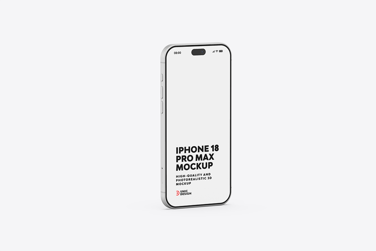 iPhone 18 Pro Max Mockup, an iPhone Mockup by UnicDesign (Photo 3 of 10)