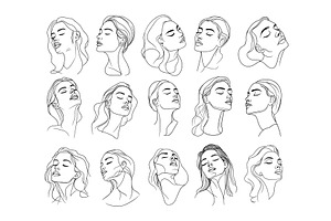 Woman black outline portraits, an Object Illustration by Onyx