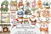 Watercolor Neutral Christmas Clipart, a Seasonal Illustration by Design Market (Thumbnail 1 of 5)
