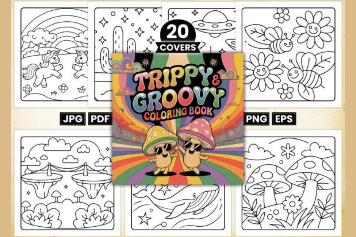 Bold Easy Trippy & Groovy Coloring, a Graphic by shopcosm (Photo 2 of 2)
