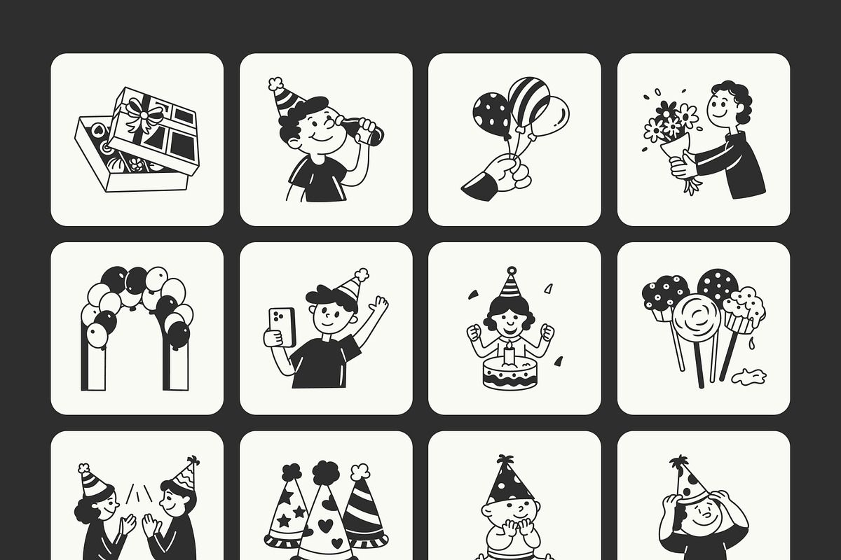 Birthday Doodles Collection, an Outline Icon by Vectors Market (Photo 7 of 8)