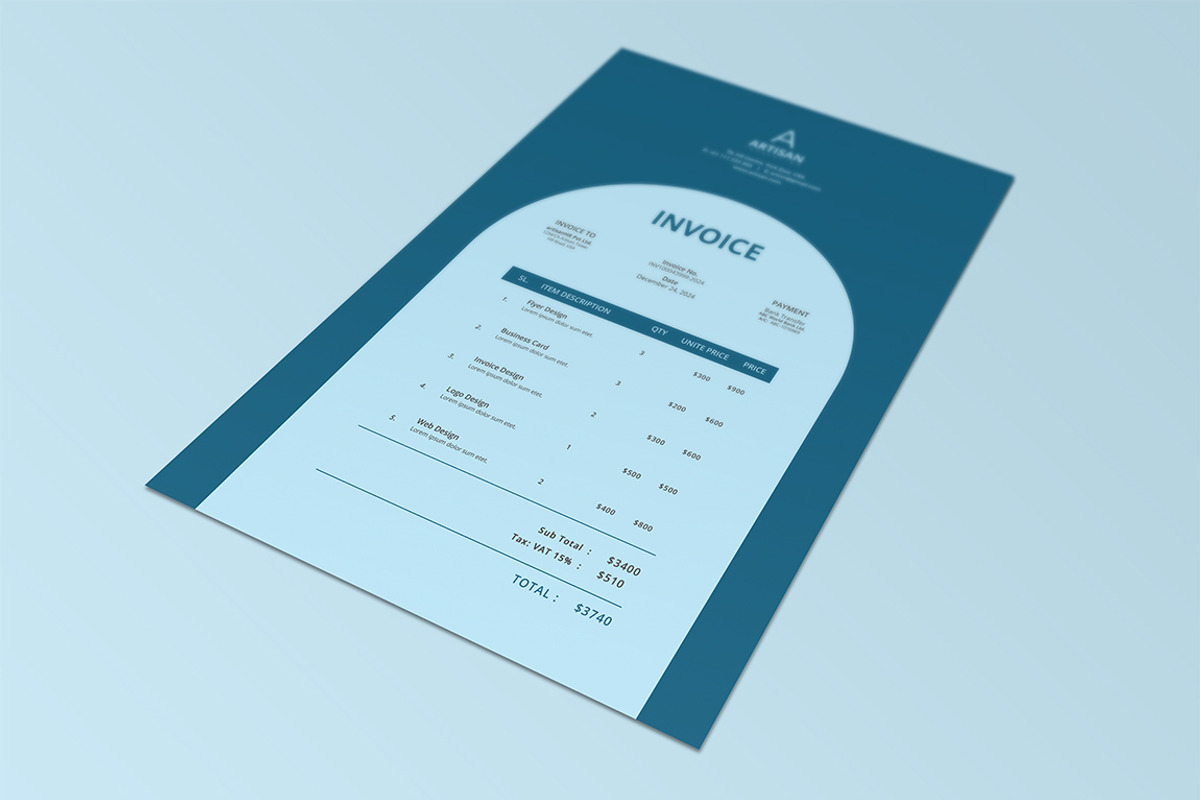 Invoice Template, a Stationery Template by artisanHR (Photo 2 of 5)