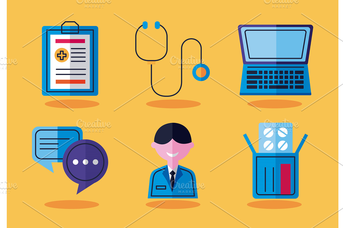 six online medical icons, a Healthcare Illustration by studiogstock