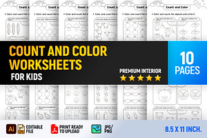 Count and Color Math Worksheet-Vol 2, a Templates & Theme by Book2bees