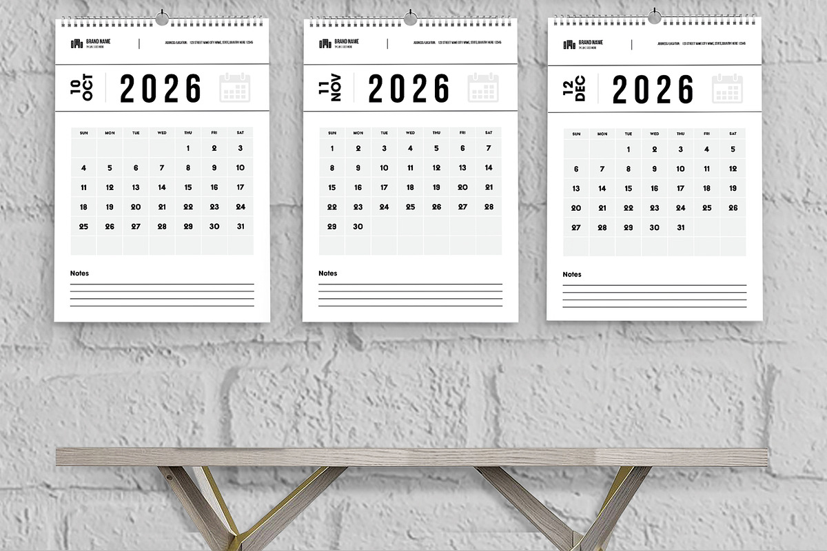 2026 Wall Calendar Template Design, a Stationery Template by MightyDesign (Photo 5 of 8)