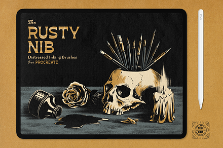 Rusty Nib Inkers for Procreate, a Brush Add-On by True Grit Texture Supply