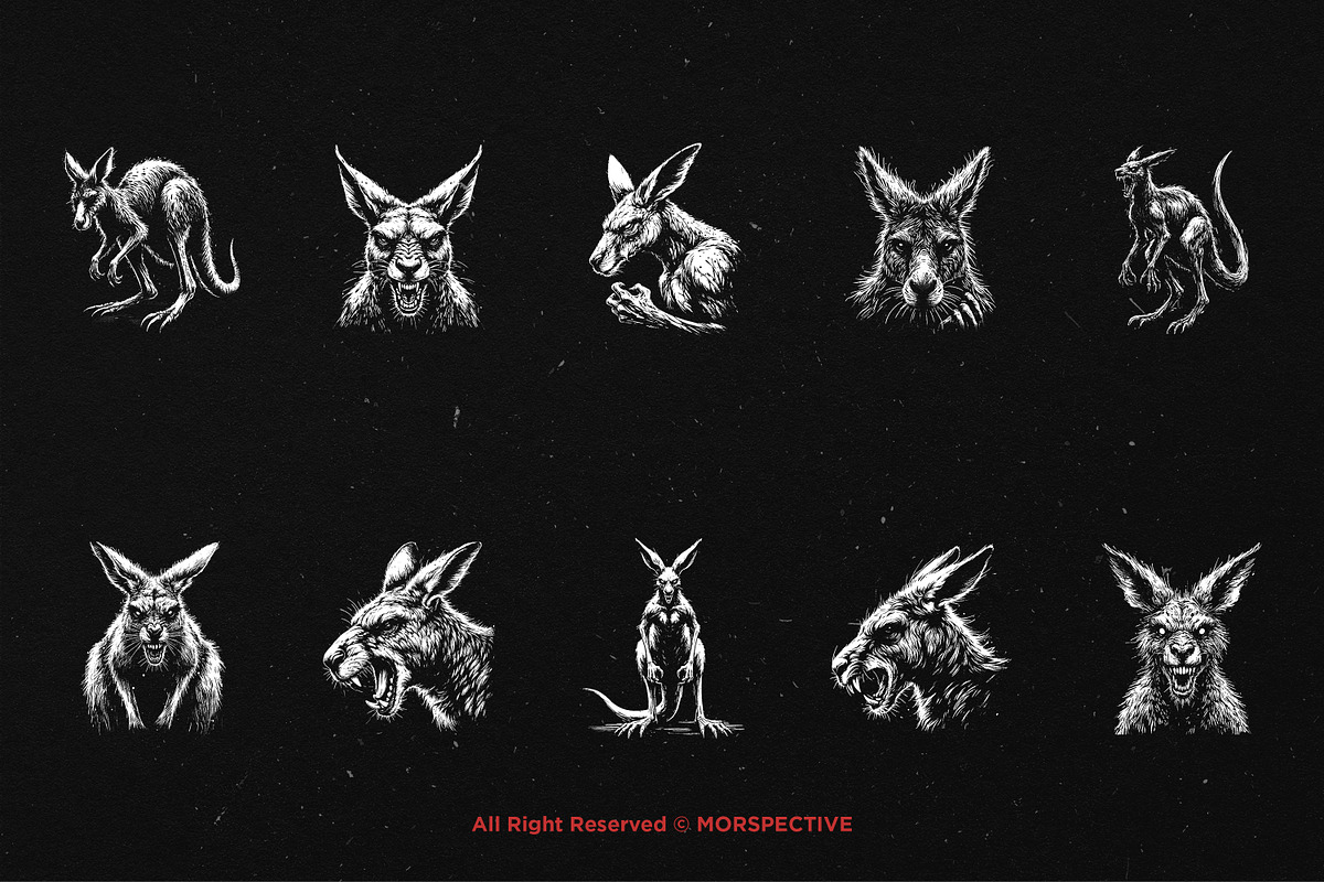 10 Bundle Dark Art Kangaroo Animal, an Illustration by Morspective (Photo 6 of 7)