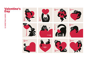 Cute Valentine’s Day Cards, a Seasonal Illustration by PureSolution