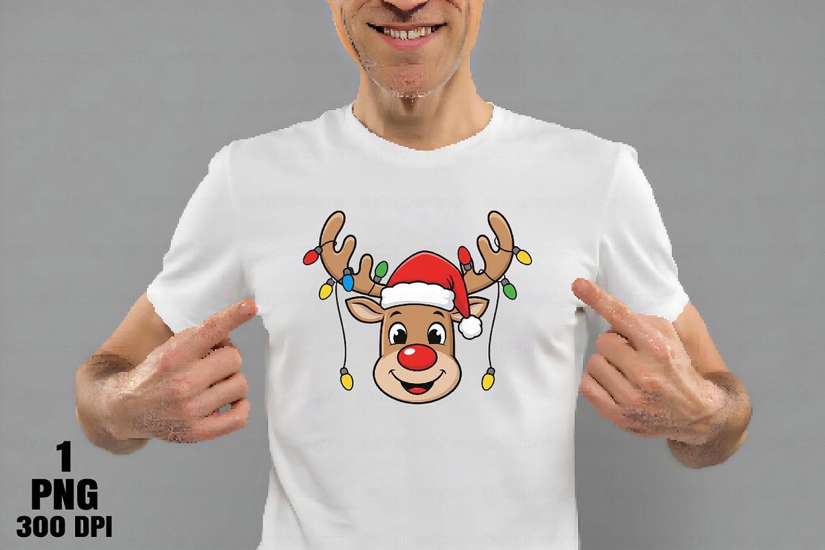 Merry Christmas Reindeer PNG, an Illustration by Daily.Designs (Photo 3 of 10)
