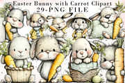 Easter Bunny with Carrot Clipart, an Illustration by Libby Wishes (Thumbnail 1 of 7)