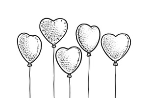 Heart Shaped Balloons Sketch Vector