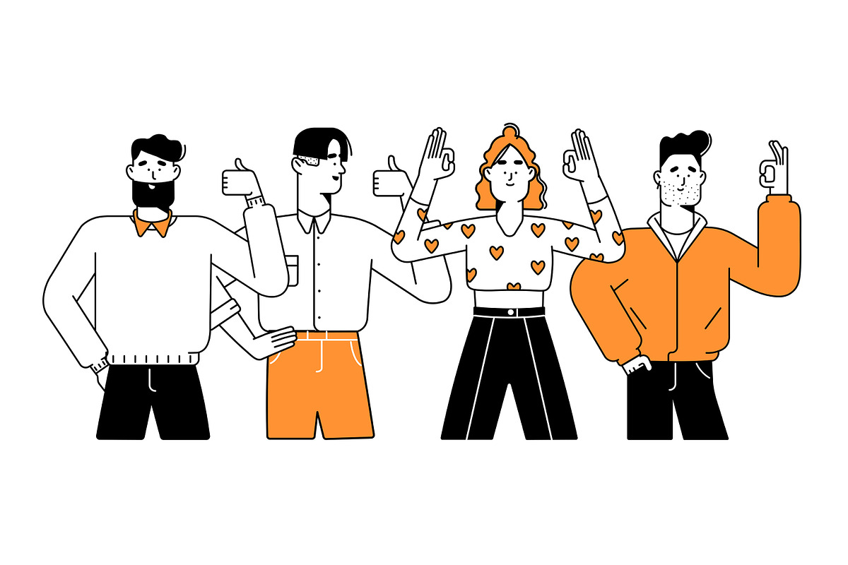 People gesture ok, show thumb up set, a Person Illustration by PaperTrident (Photo 5 of 13)