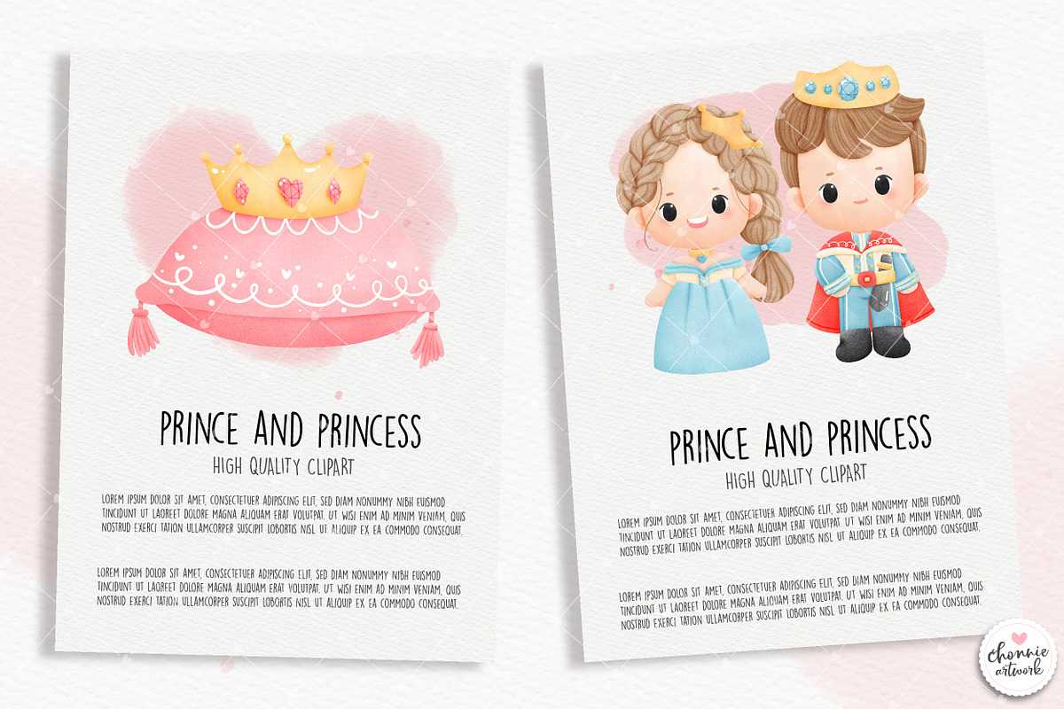 Prince and Princess clipart, castle, an Illustration by Chonnieartwork