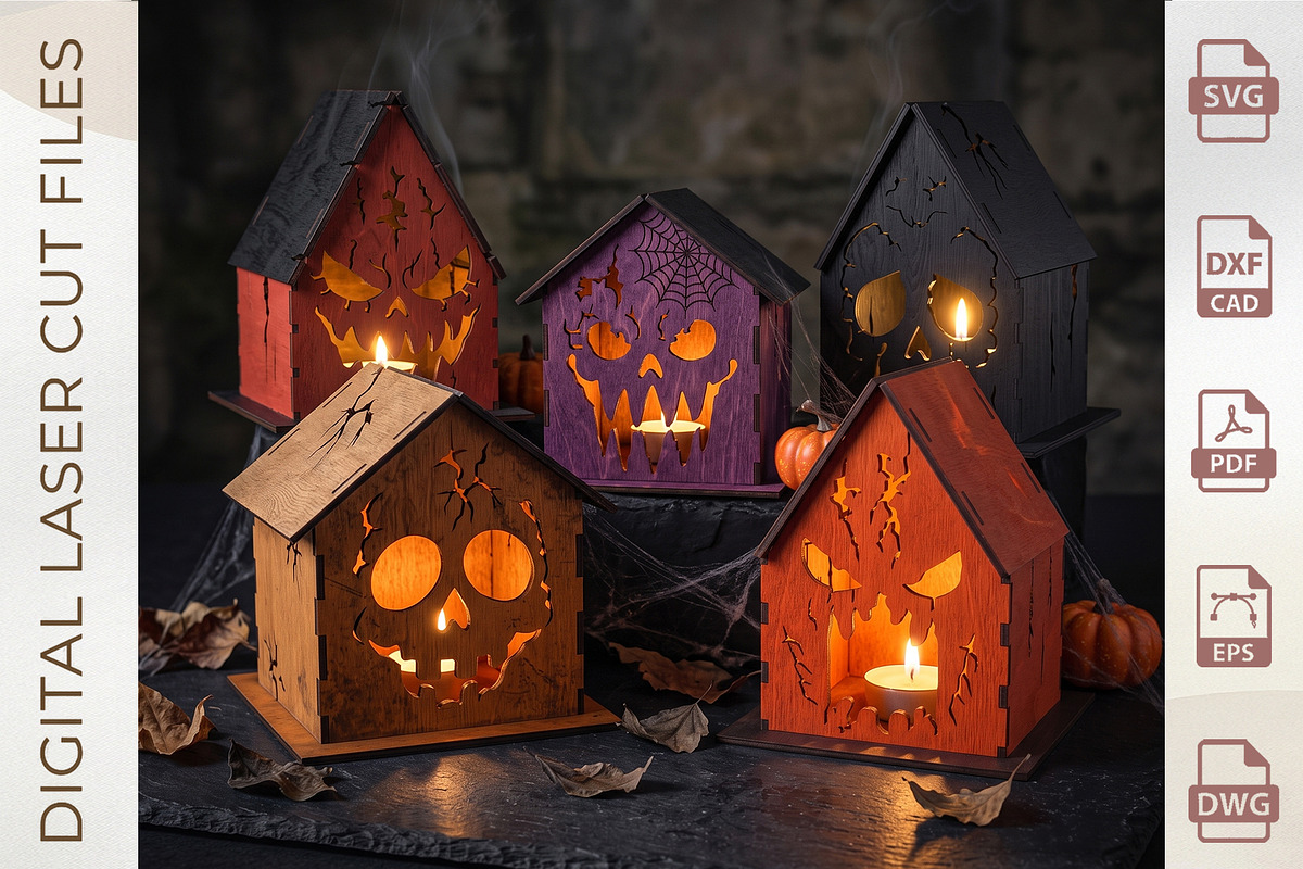 Halloween Haunted House Lantern, an Object Graphic by WoodoraCut (Photo 2 of 7)