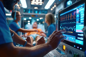 Emergency Medical Team in Ambulance Monitoring Patient, a Health & Medical Photo by AlyaAnd