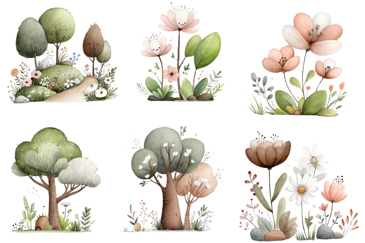 Watercolor Spring Scene Clipart, an Illustration by Designworld (Photo 4 of 6)