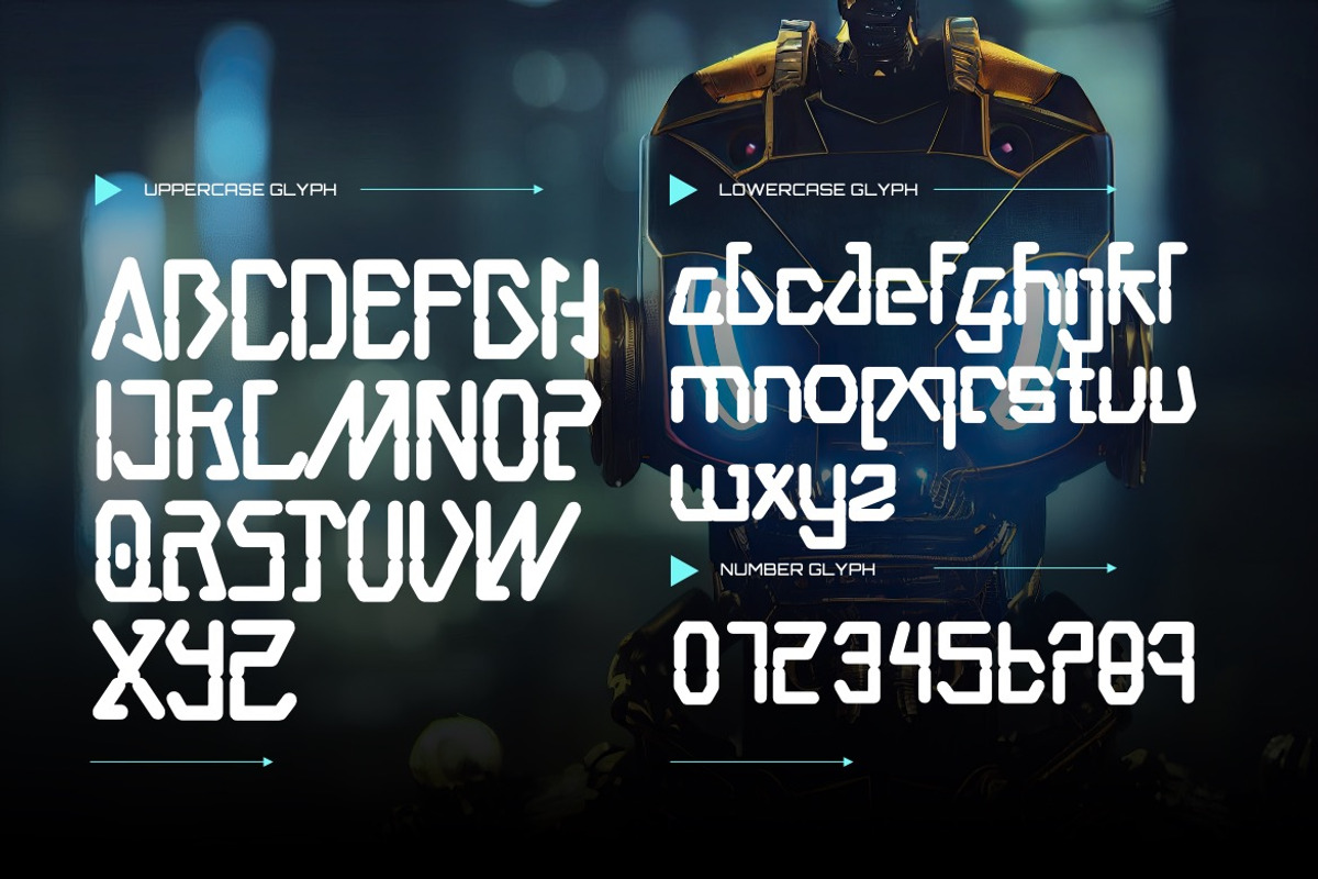 Xuneza - Futuristic Font, a Sans Serif Font by Dhabee (Photo 2 of 7)