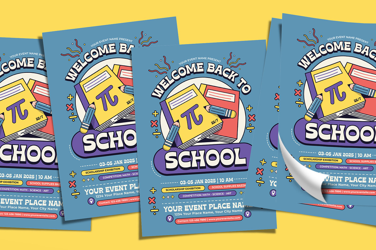Retro Back to School Flyer Template, a Flyer Template by Tiptop Graphic (Photo 4 of 5)