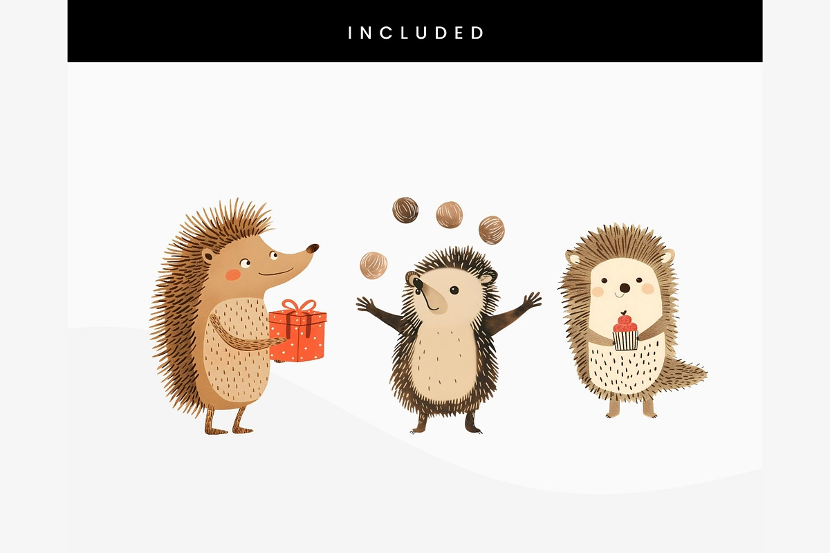 Part Hedgehogs with Gifts PNG, an Animal Illustration by ClipCraft (Photo 5 of 9)