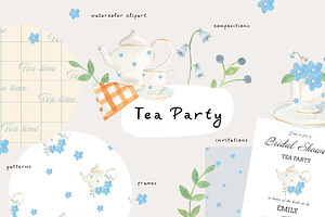 Tea Party Watercolor Clipart