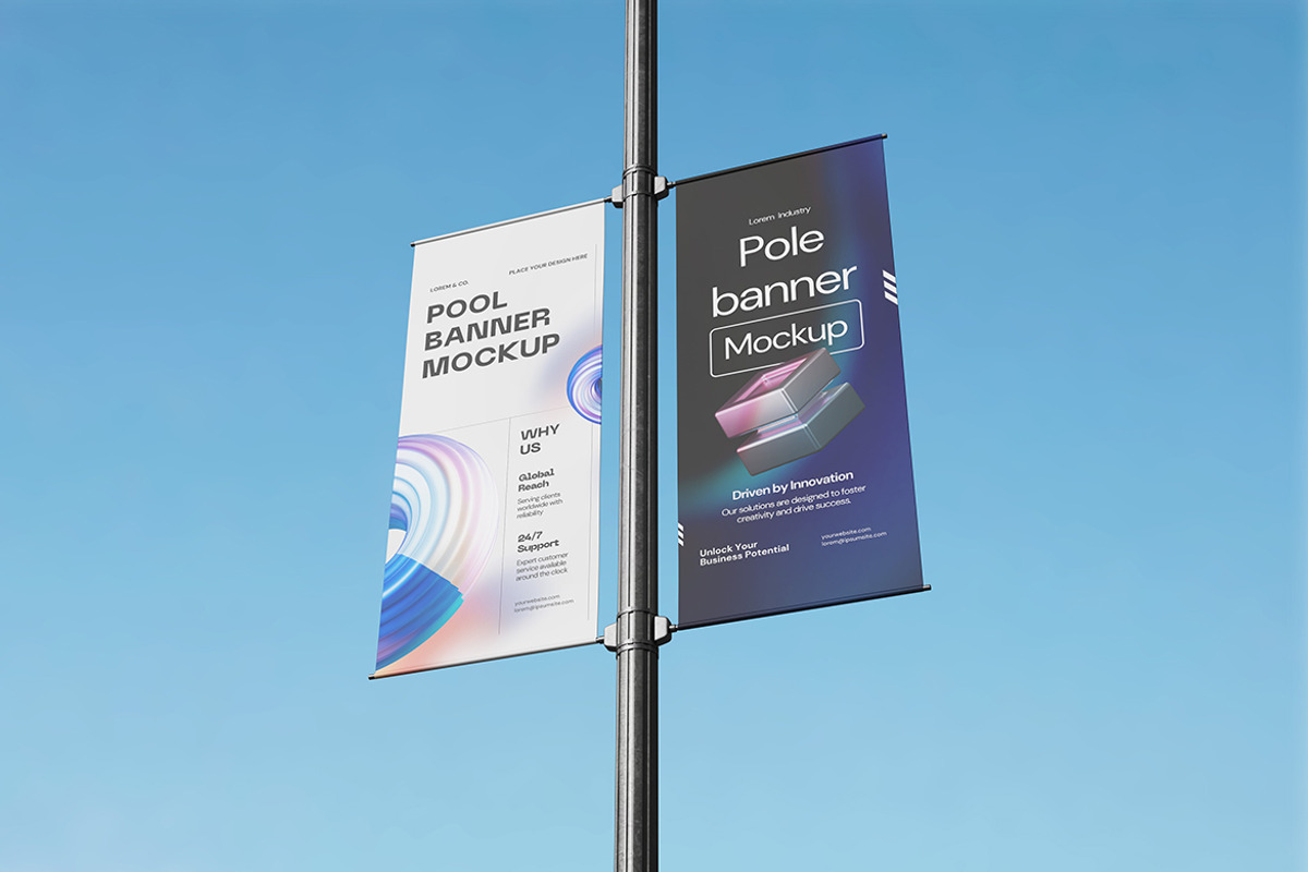 Pole Banner Mockup, an Advertising Mockup by bimockup (Photo 4 of 6)