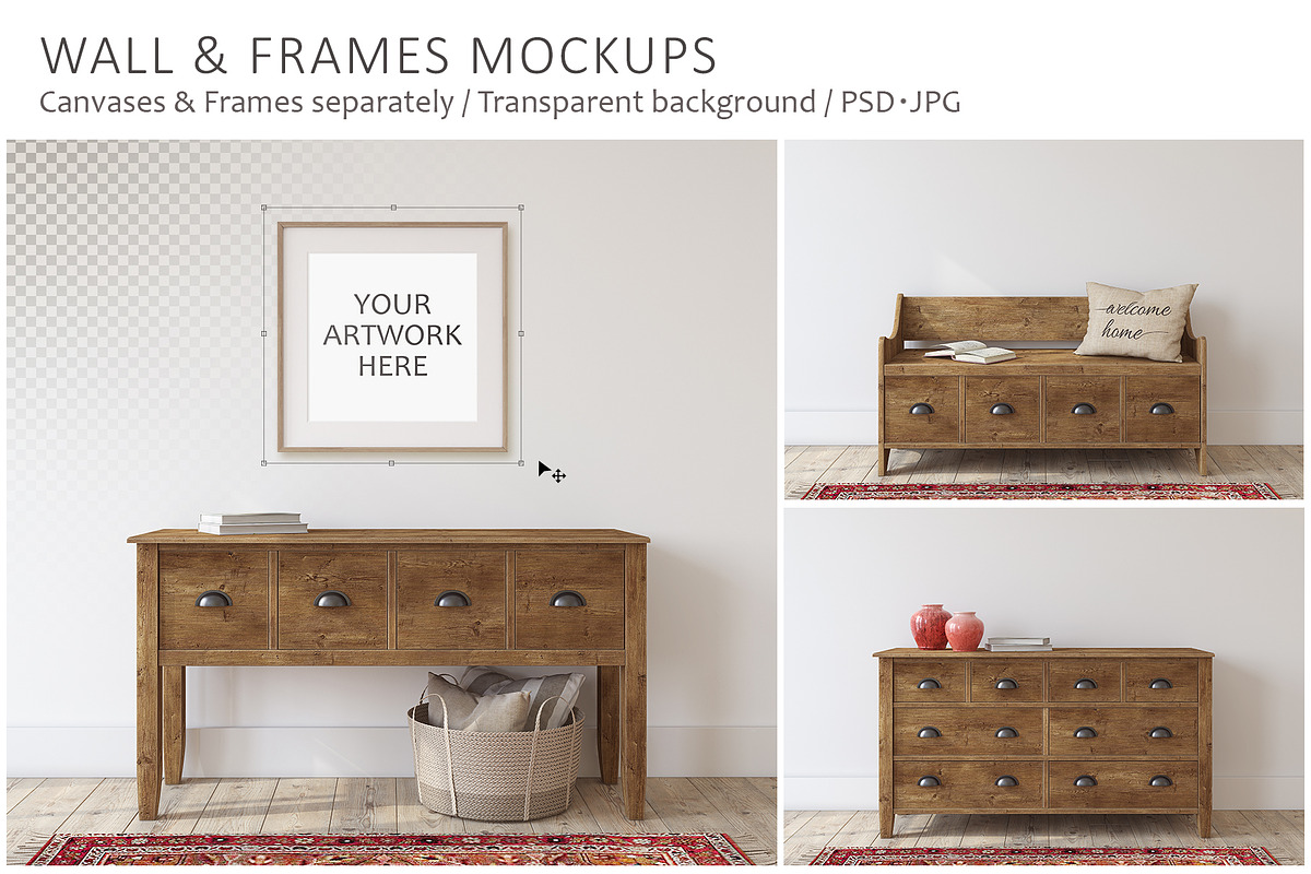 FARMHOUSE ENTRYWAY Wall&Frame Mockup, a Poster Template by MyHomeMockups (Photo 1 of 7)