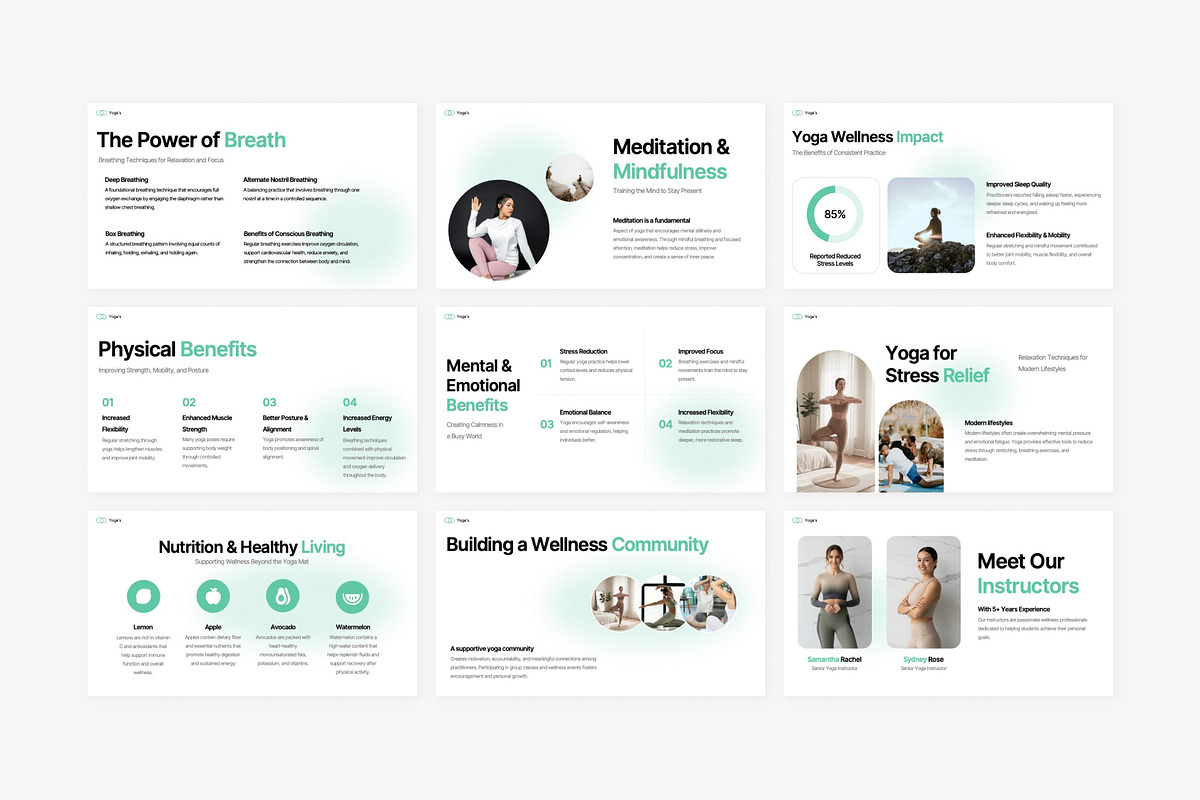 Yoga Academy Google Slides Template, a Presentation Template by Eklip Studio (Photo 3 of 6)