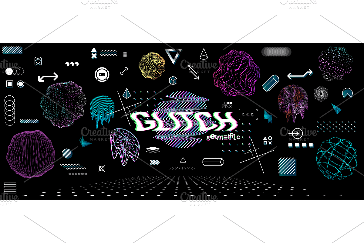 Glitch trendy shapes collection, an Illustration by SergeyBitos (Photo 2 of 6)