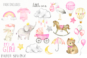 Watercolor Girl Baby Shower Pack, an Illustration by PaperSphinx (Thumbnail 2 of 2)
