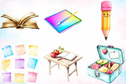 Watercolor Back To School Clipart, an Illustration by Canvas Craft (Thumbnail 2 of 4)