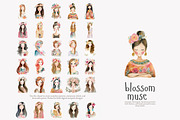 Watercolor boho women clipart set, a Decorative Illustration by Patishop Art (Thumbnail 3 of 11)