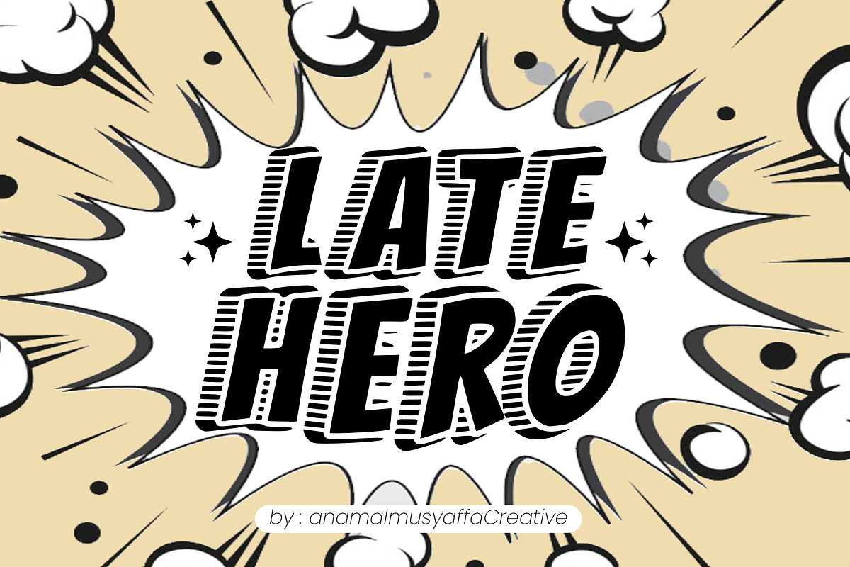 Late Hero - Display Font, a Font by KiddoGlyphs Studio (Photo 1 of 5)