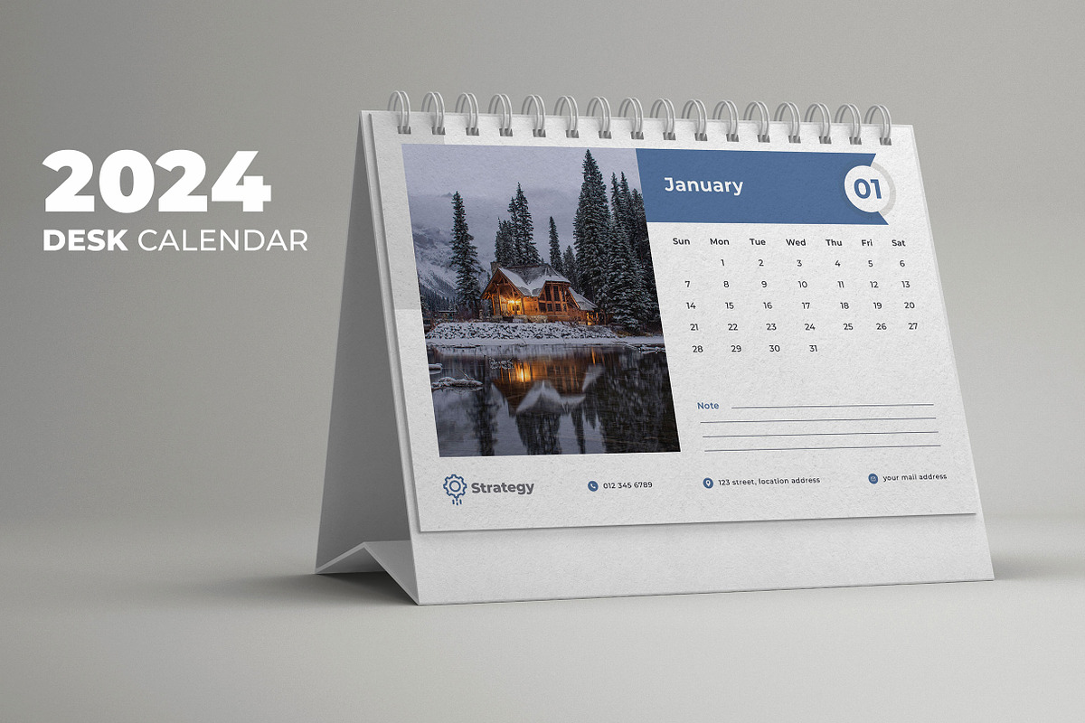 Desk Calendar 2024, a Print Template by Uiparvin (Photo 1 of 2)