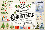 Christmas watercolor elements, a Decorative Illustration by Amris (Thumbnail 1 of 5)