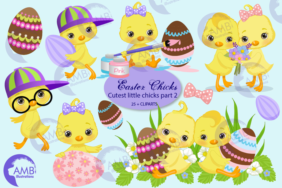 Easter chicks clipart 2 - AMB-2727, an Illustration by AMBillustrations (Photo 1 of 6)