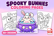 Spooky Bunnies Coloring Pages Vol. 1, an Animal Illustration by Inkivelle Studio (Thumbnail 1 of 3)