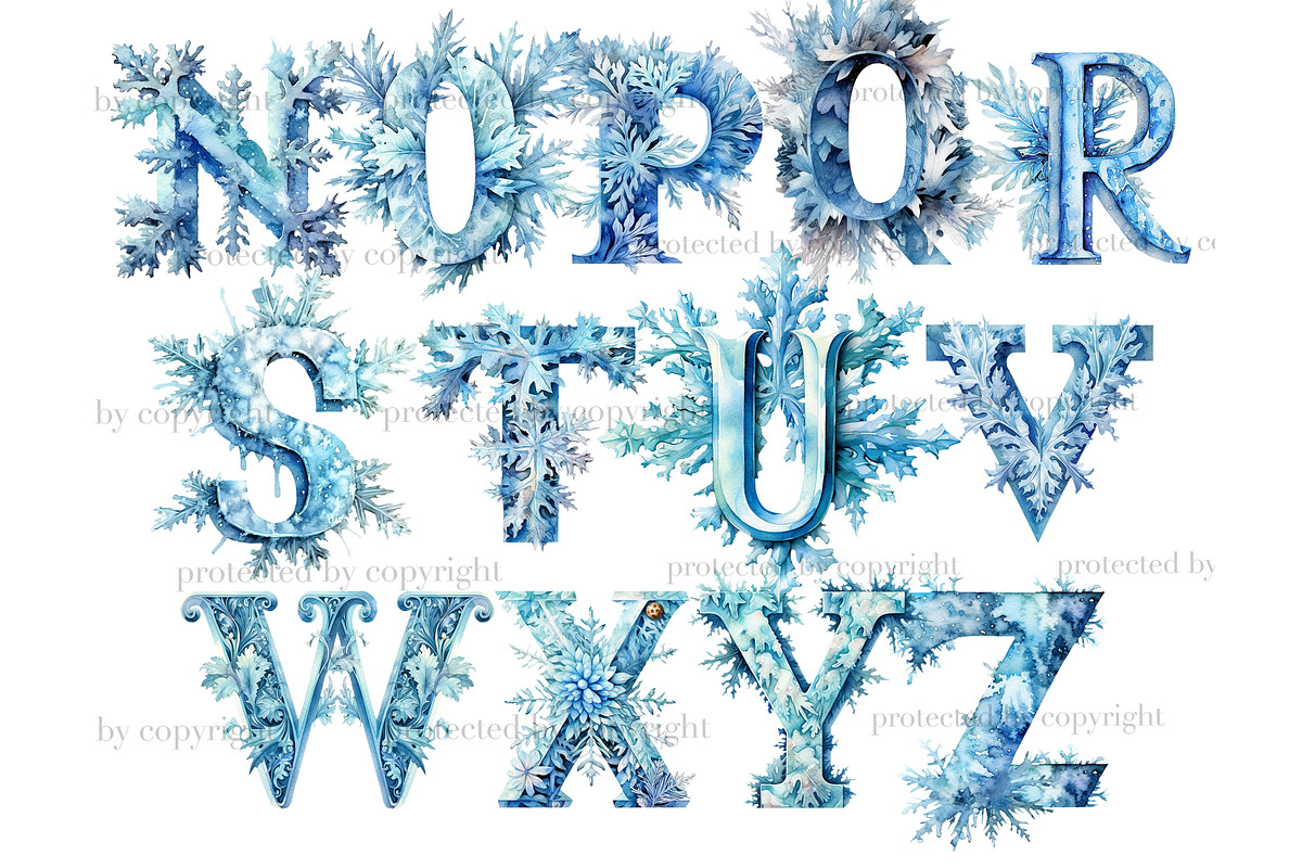Cold Winter Alphabet Clipart, a Decorative Illustration by GlamArtZhanna (Photo 3 of 5)