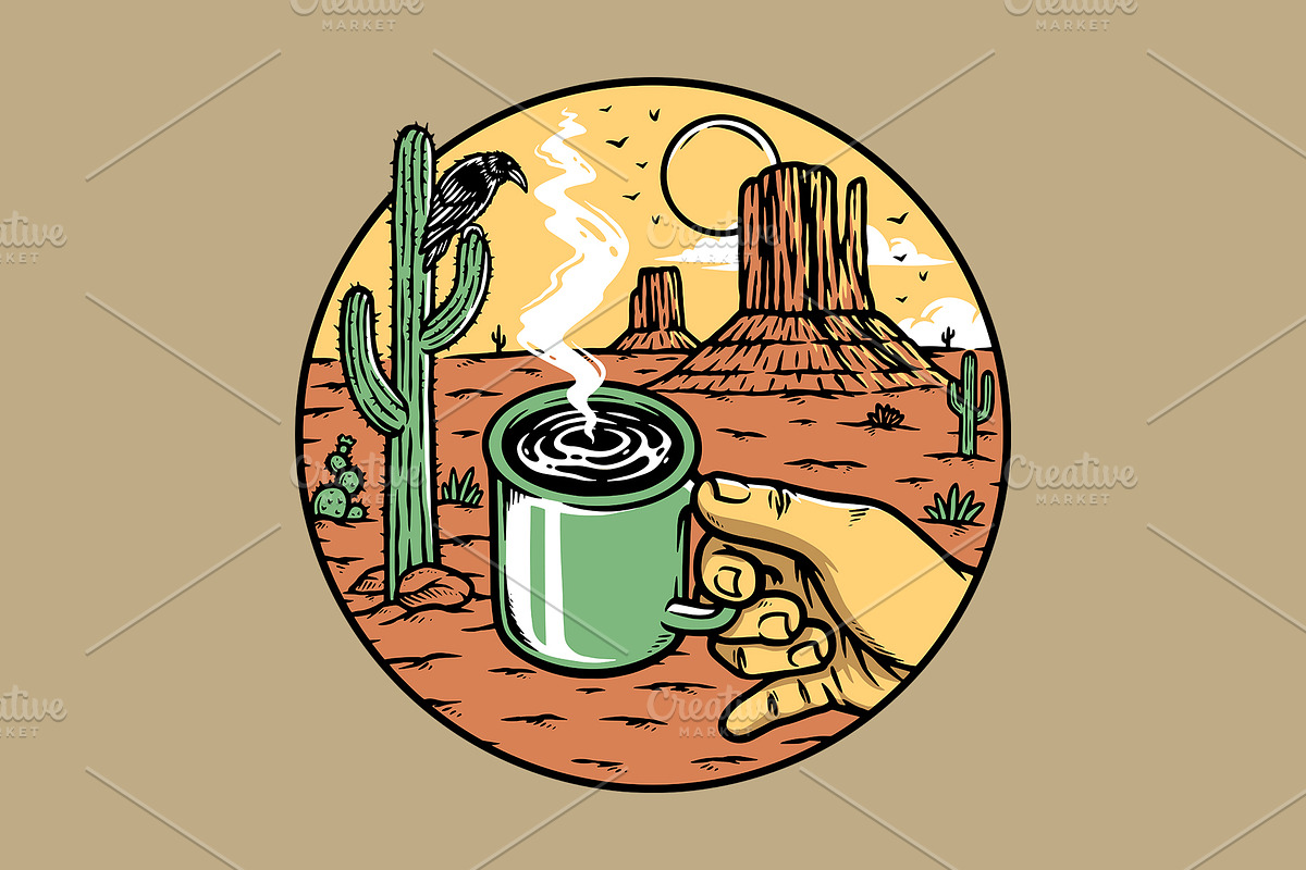 drinking coffee in the desert, a Food Illustration by gunaonedesign (Photo 1 of 5)