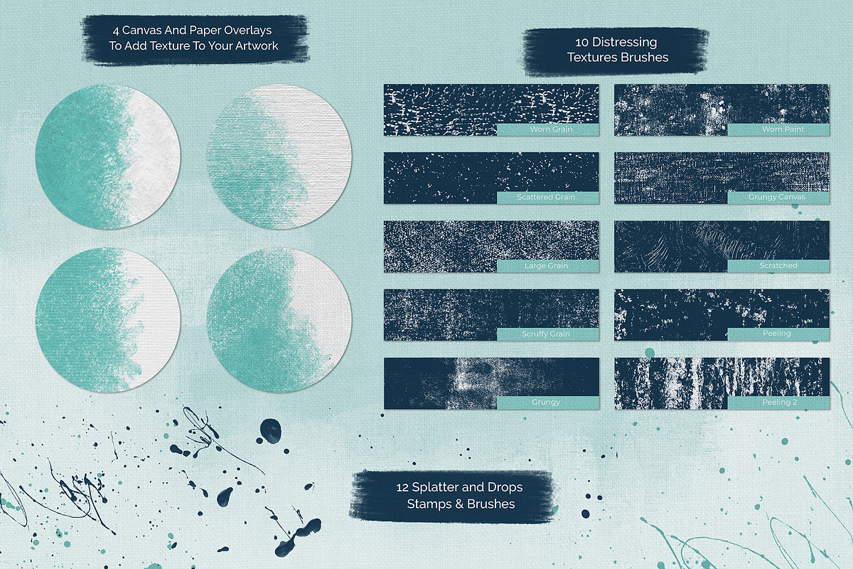 Distressed Paint Set for Procreate, a Brush Add-On by Cynlop Ink (Photo 5 of 10)