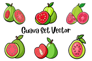 Guava Set Vector, a Food Illustration by Awieee1