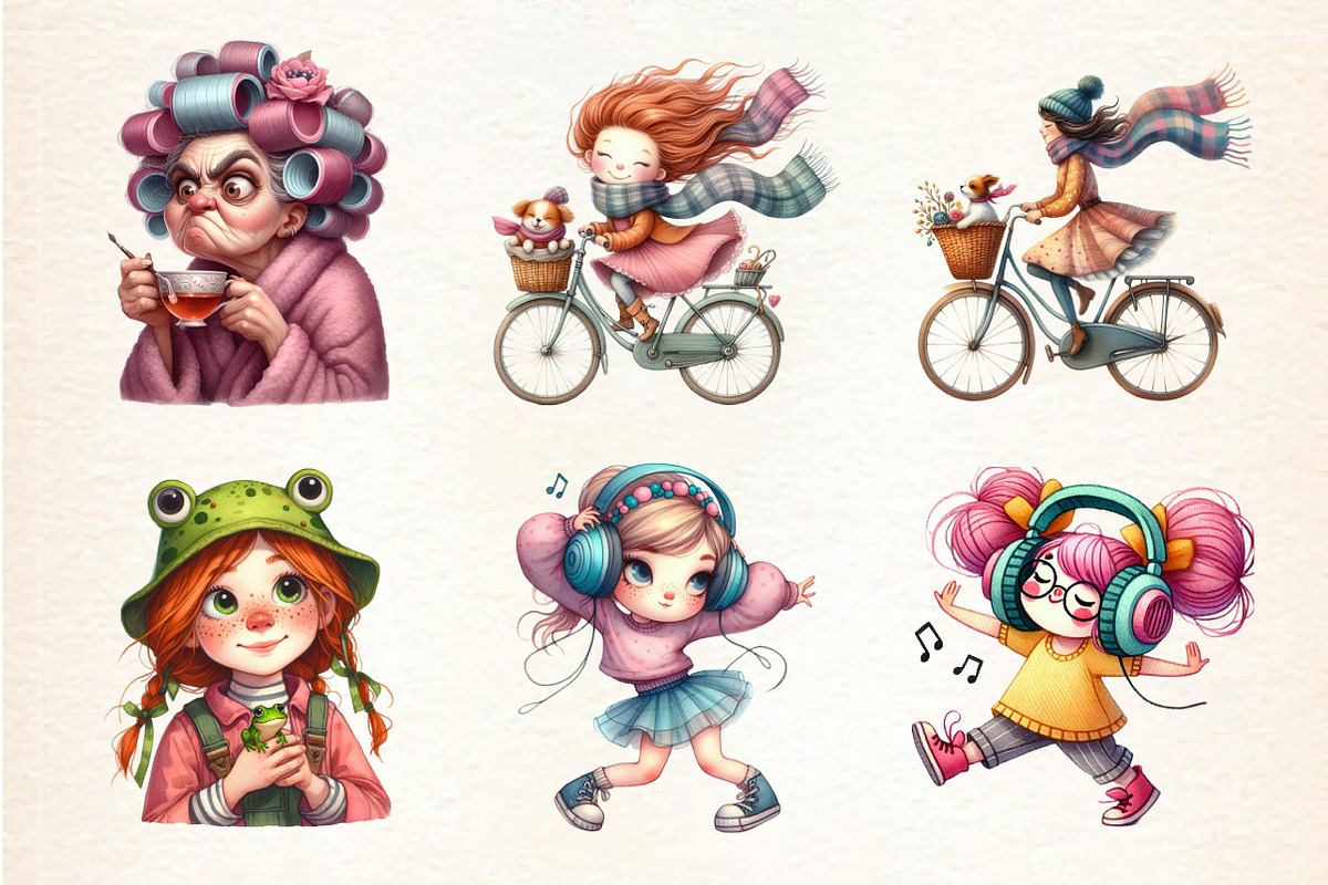 Funny Quirky Girl Clipart Funny Girl, an Illustration by DreamArtGraphic (Photo 3 of 4)