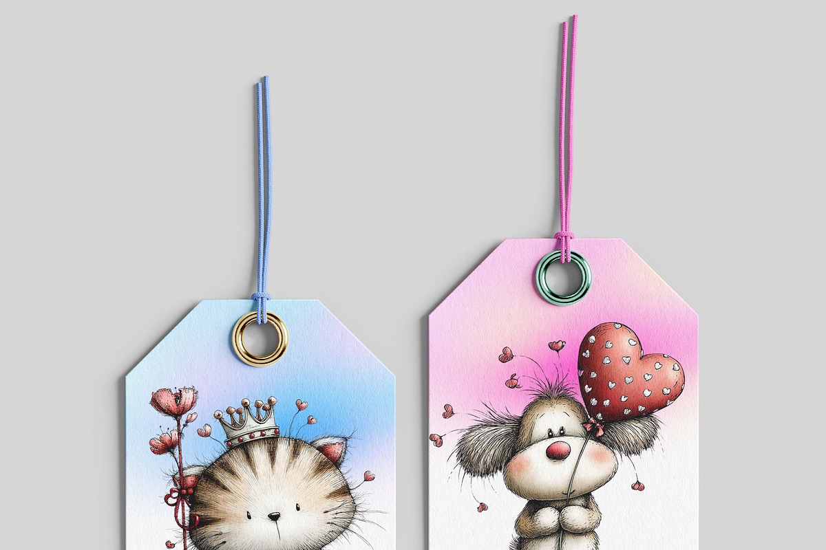 Whimsical Floral Cat Clipart Bundle, an Animal Illustration by one-touch (Photo 4 of 18)