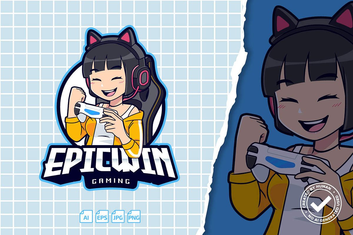 Epic Win Gamer Girl Logo, a Branding & Logo Template by tkzgraphic (Photo 1 of 2)