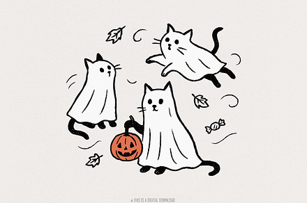 Ghost Cat PNG, Spooky Halloween, an Illustration by SharpMarketplace