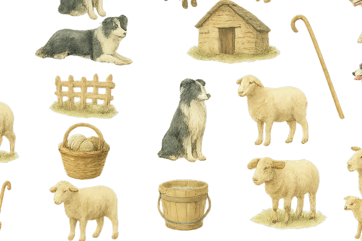 Vintage Shepherd Farm Illustration, an Animal Illustration by RT Studio (Photo 3 of 4)