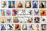 Vintage Halloween Postage Stamp Clip, a Graphic by designcity5 (Thumbnail 1 of 5)